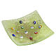 Pratinho 9x9 cm murrine em vidro de Murano verde com Árvore da Vida s1