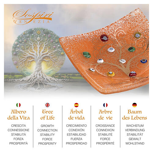 Decorative Orange Murano Glass Dish with Murrine, 15x15 cm 2
