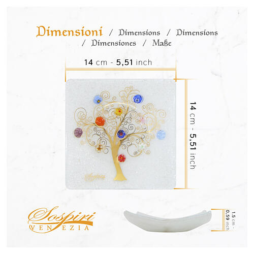 White artistic Murano glass murrine dish, 5.5x5.5 in 3