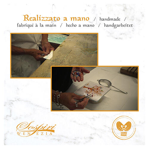 Platillo artístico blanco con murrinas de vidrio de Murano 15x15 cm 7