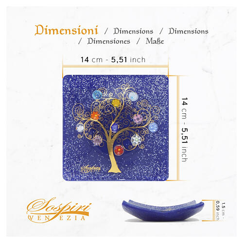 Petit plat murrines en verre de Murano bleu 15x15 cm 3