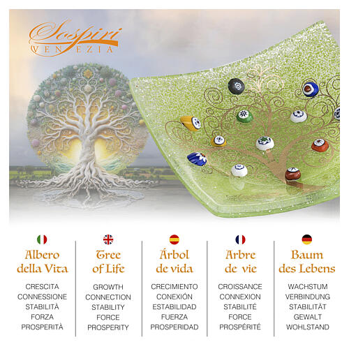 Platillo murrinas vidrio de Murano verde 15 x 15 cm 2