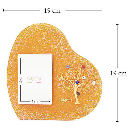 Portarretrato vidrio naranja Árbol de la Vida murrinas y oro puro 20x20cm 3
