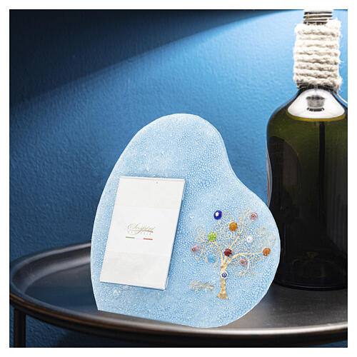 Cadre photo bleu Arbre de Vie avec murrines en verre de Murano 20x20 cm 2