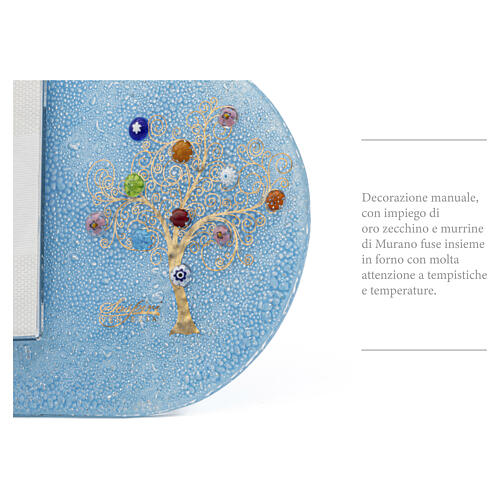 Cadre photo bleu Arbre de Vie avec murrines en verre de Murano 20x20 cm 4
