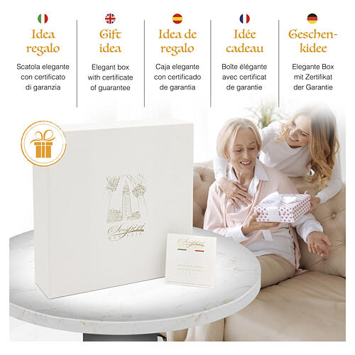 White Glass Photo Frame with Tree of Life Decoration and Murano Murrine 20x20 cm 6