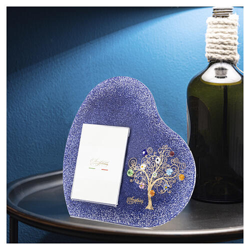Blue photo frame with Murano glass murrine and Tree of Life, 8x8 in 2