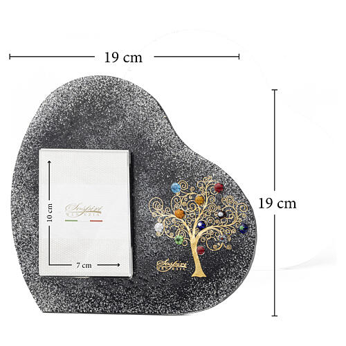 Black Murano glass photo frame with Tree of Life, 8x8 in for 3x4-inch photo 3