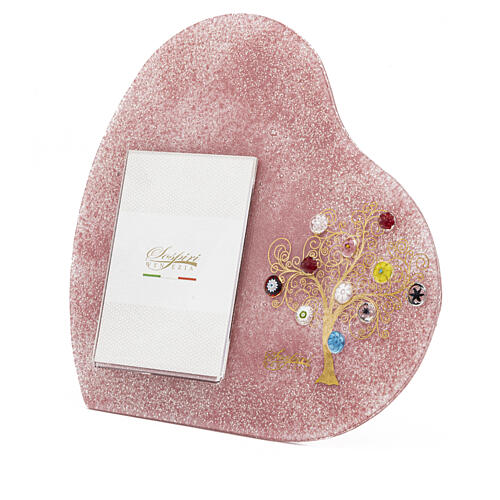 Pink Tree of Life photo frame with Murano glass murrine, 8x8 in for 3x4-inch photo 5