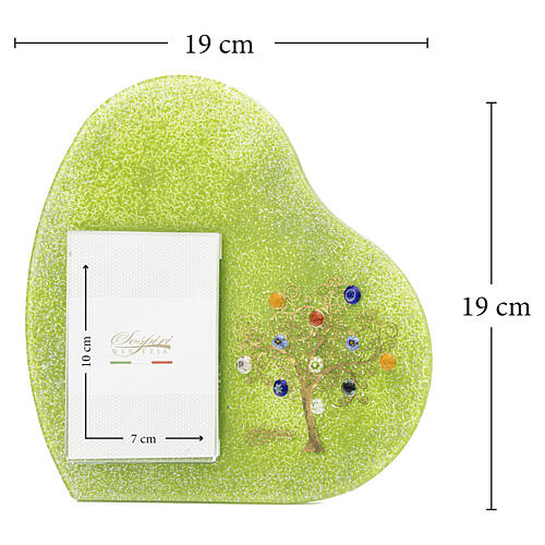Cadre photo vert murrine en verre de Murano avec Arbre de Vie 20x20 cm pour photo 7x10 cm 3