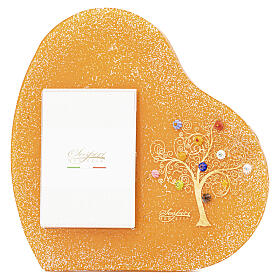 Portafoto vetro murrine di Murano arancione Albero della Vita oro zecchino 30x30cm per foto 13x18 cm