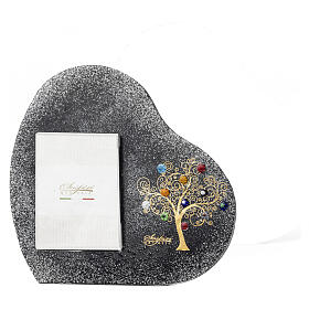 Portafoto murrine vetro di Murano blu decoro Albero della Vita oro zecchino 30x30cm per foto 13x18 cm