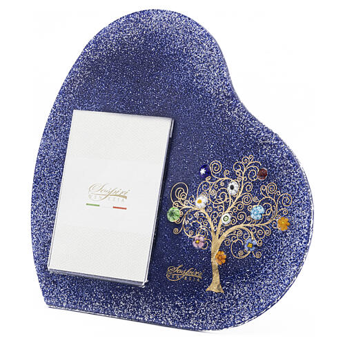 Blue Murano glass murrine photo frame Tree of Life 24K gold 28x28 cm for 13x18 cm photo 2