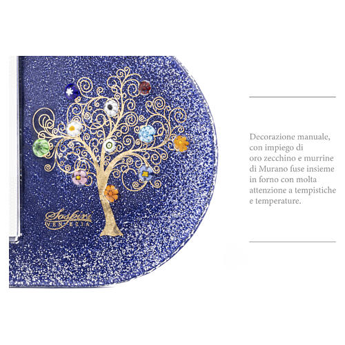 Blue Murano glass murrine photo frame Tree of Life 24K gold 28x28 cm for 13x18 cm photo 5