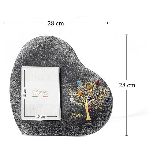 Green Tree of Life photo frame with 24-carat gold and Murano murrine, 12x12 in for 5x7-inch photos 3