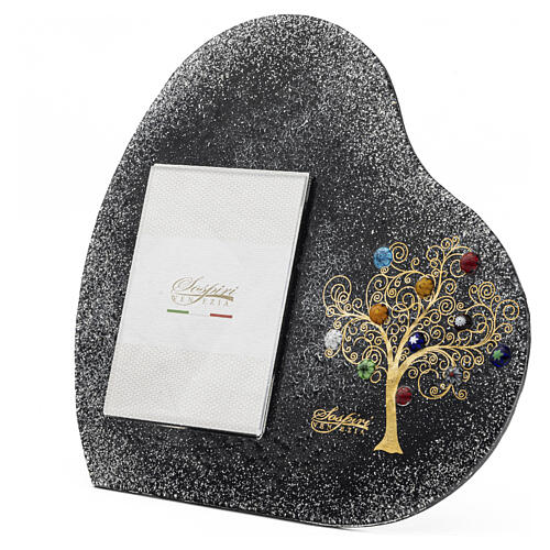 Black Tree of Life photo frame with 24k gold and Murano murrine 28x28 cm for 13x18 cm photo 4