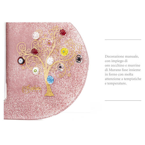 Blue Murano glass photo frame with murrine, Tree of Life in gold leaf, 11x11 in for 5x7-inch photo 4