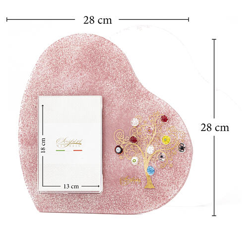 Pink Murano Glass Photo Frame with Tree of Life in Gold Leaf 30x30 cm for 13x18 cm Photo 3