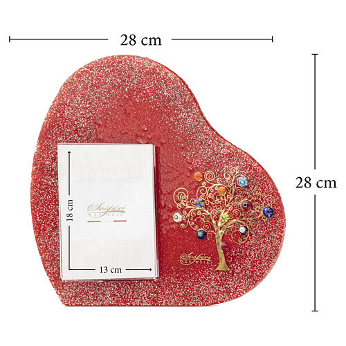 Red Murano Glass Photo Frame with Murrine Tree of Life 28x28 cm for 13x18 cm photo 3
