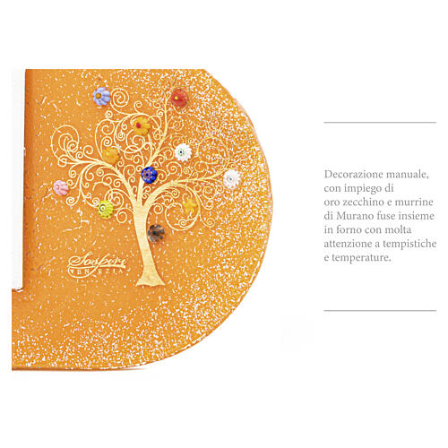 Orange Tree of Life Photo Frame with Murano Murrine Glass, 40x40 cm for 25x20 cm Photo 4