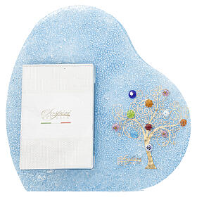 Marco para fotos murrinas vidrio Murano Árbol de la Vida azul oro 40x40 cm para foto 25x20 cm