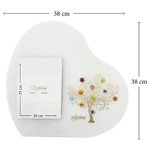 White photo frame, Tree of Life in gold with Murano glass Murrine, 15x15 in for 10x8-inch photo 3