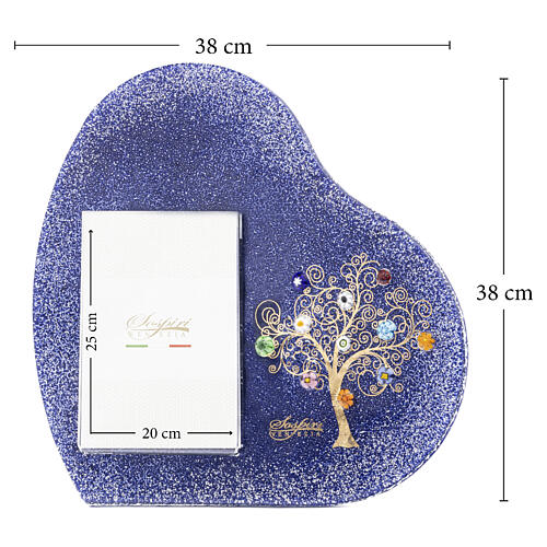 Dark blue photo frame, Murano glass murrine and Tree of Life with 24k Gold, 15x15 in for 10x8-inch photo 3
