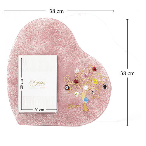 Pink Glass Photo Frame with Tree of Life and Murano Murrine, 38x38 cm for 25x20 cm photo 3
