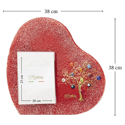 Cadre photo rouge Arbre de Vie et murrines en verre de Murano 40x40 cm pour photo 25x20 cm 3
