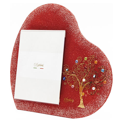 Portafoto rosso Albero della Vita e murrine vetro di Murano 40x40cm per foto 25x20 cm 4