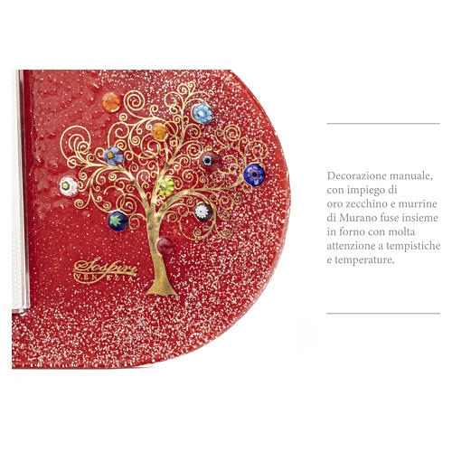 Red Photo Frame with Tree of Life and Murano Glass Murrine 38x38 cm (for 25x20 cm photo) 6