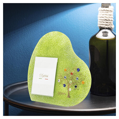 Light green photo frame "Tree of Life" with Murano glass murrine, 15x15 in for 10x8-inch photo 2