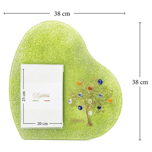 Light green photo frame "Tree of Life" with Murano glass murrine, 15x15 in for 10x8-inch photo 3