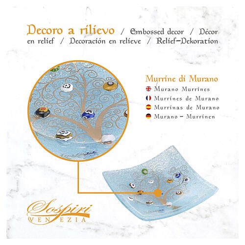 Vaciabolsillos decorativo azul murrinas de vidrio de Murano 20x20 cm 4