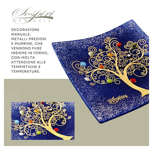 Vaciabolsillos azul vidrio de Murano trabajado a mano 20 x 20 cm 5