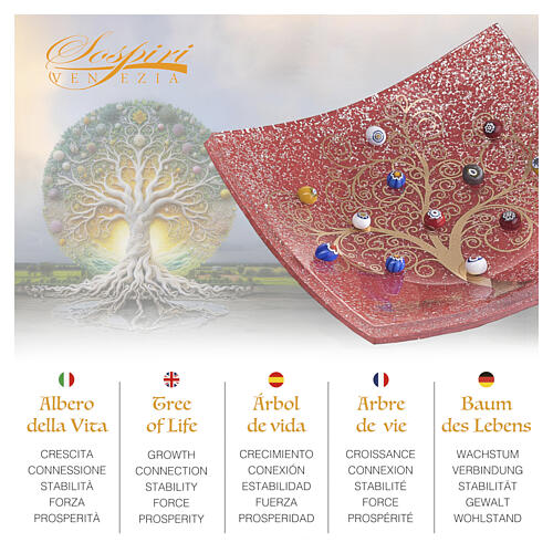 Vide-poche rouge murrines en verre de Murano artisanal 20x20 cm 2