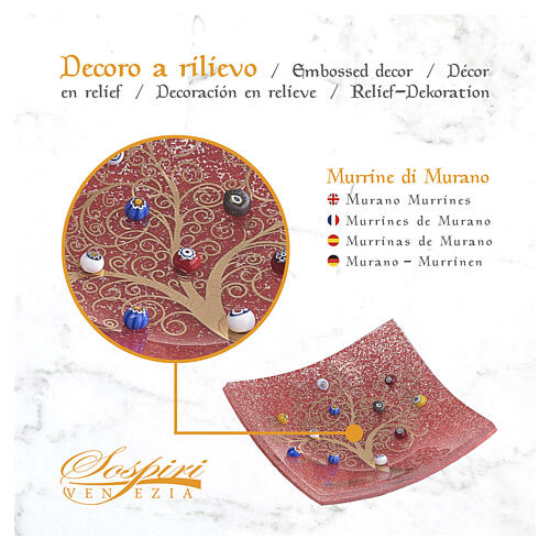 Red Murrine Trinket Dish in Murano Glass, 20x20 cm 4