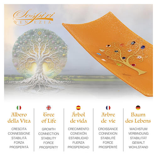 Murano Glass Murrine Trinket Tray with Orange Tree of Life, 5x15x30 cm 2