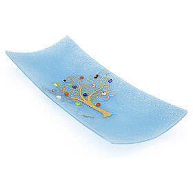 Vaciabolsillos murrinas de vidrio de Murano azul Árbol de la Vida 5x15x30 cm