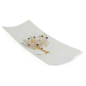 Vaciabolsillos blanco murrinas vidrio de Murano y Árbol de la Vida 5x15x30 cm