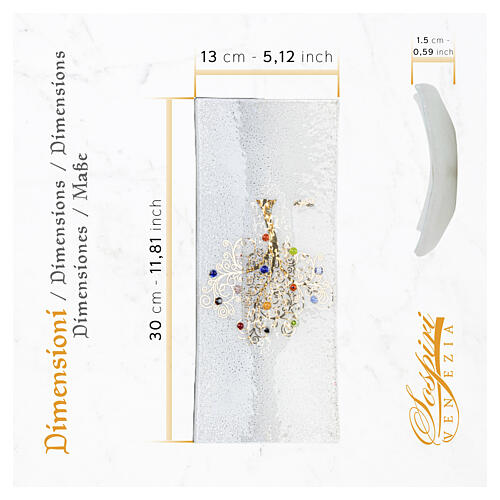 Vaciabolsillos blanco murrinas vidrio de Murano y Árbol de la Vida 5x15x30 cm 4