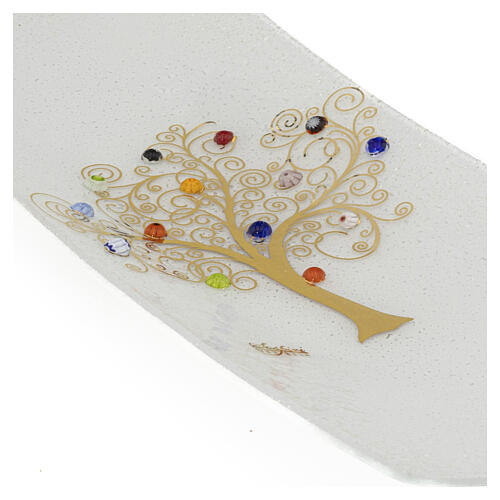 Vaciabolsillos blanco murrinas vidrio de Murano y Árbol de la Vida 5x15x30 cm 6