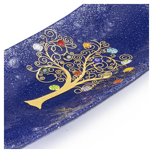 Vaciabolsillos murrinas vidrio de Murano azul con Árbol de la Vida 5x15x30cm 7