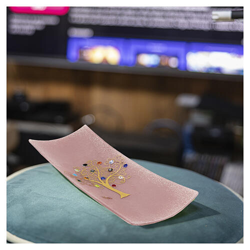 Ablageschale aus Murano-Glas – Lebensbaum, rosa, 5 x 15 x 30 cm 3