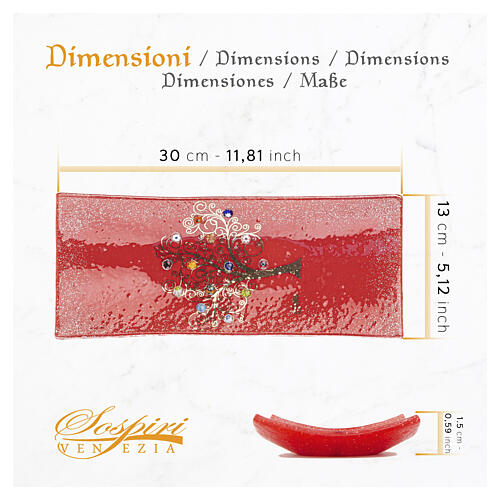 Vide-poche décoratif rouge murrine en verre de Murano Arbre de la Vie 5x15x30 cm 4