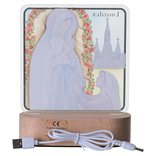 Night Light Lamp Our Lady of Lourdes, 15x13 cm Valenti 5
