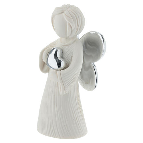 White angel with heart and silver wings, 5 in 2