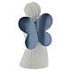 Decorative little angel, white resin, 5 in, glossy blue details s4