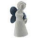 Angelito decorativo resina blanca 12 cm detalles azules brillantes s3