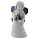 Angioletto decorativo resina bianca 12 cm dettagli blu lucidi s1